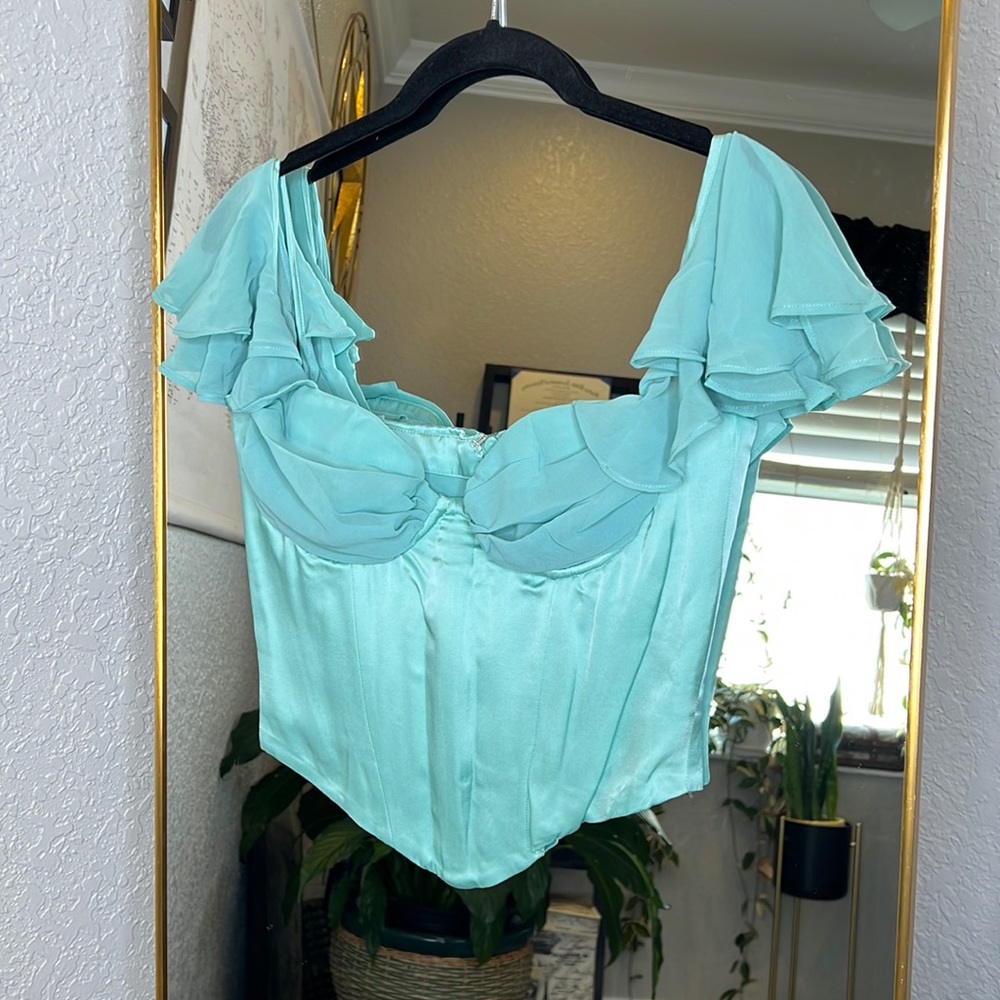 HOUSE OF CB 'Isabella' Jade Ruffle Sleeve Corset NWOT - Picture 12 of 15